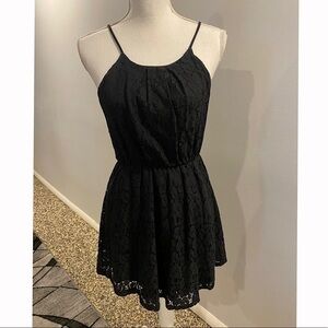 {Peach Royal} laced black dress